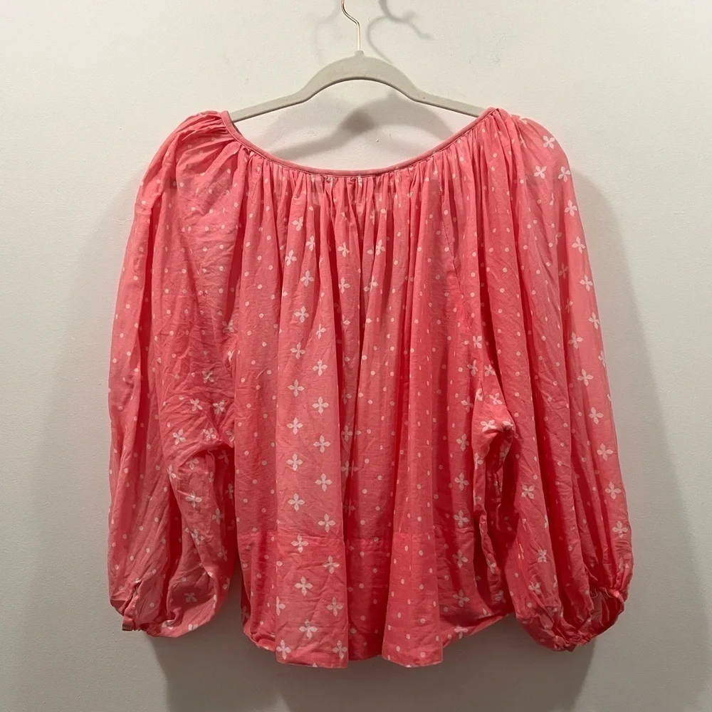ANTHROPOLOGIE KOPAL Luma Peasant Blouse Pink